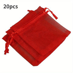 20pcs Jewelry Gift Bags 5 Colors Drawstring Bag Wedding Christmas Candy Gift Bag