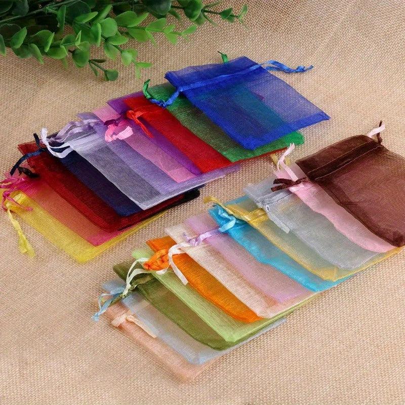20pcs Jewelry Gift Bags 5 Colors Drawstring Bag Wedding Christmas Candy Gift Bag