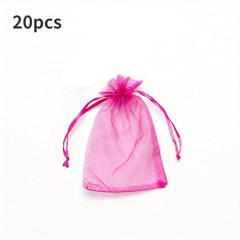 20pcs Jewelry Gift Bags 5 Colors Drawstring Bag Wedding Christmas Candy Gift Bag
