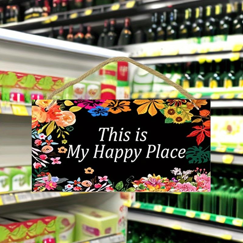 Happy Place Wall Decor Flower Rustic Modern Farmhouse Hanging Art