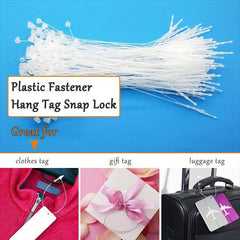 1000pcs Plastic Fastener Hang Tag Snap Lock Clear Hang Tag String 7 62 Cm