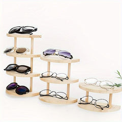 Solid Wood Glasses Display Rack Staircase Store Props Semi Circular Storage
