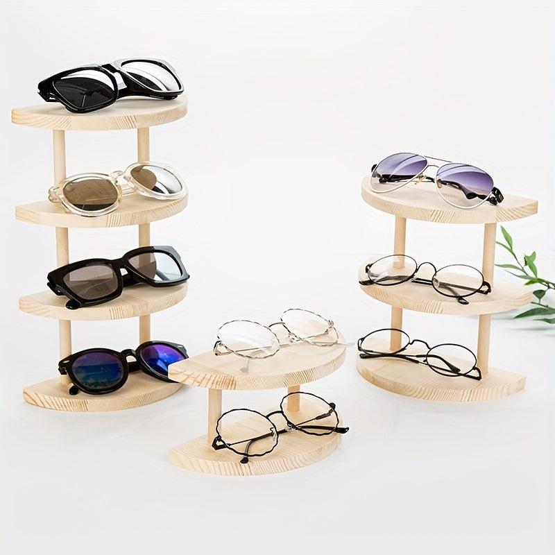 Solid Wood Glasses Display Rack Staircase Store Props Semi Circular Storage