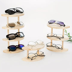 Solid Wood Glasses Display Rack Staircase Store Props Semi Circular Storage