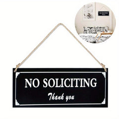 Funny No Soliciting Sign for House - Strong Adhesive Hanging Sign