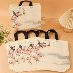 6pcs Printed Non-woven Handbag Women's Shopping Bag