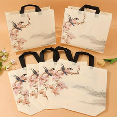 6pcs Printed Non-woven Handbag Women's Shopping Bag