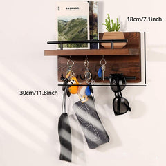 Wall Mounted Key Holder With 7 Hooks - Organize Keys, Coats, Books