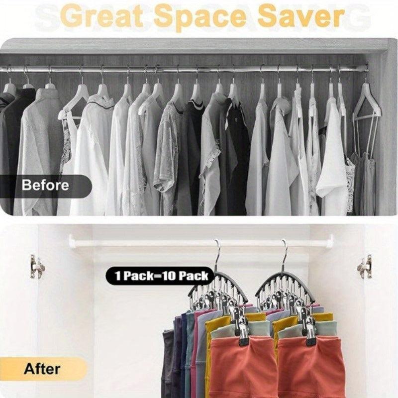 Stainless Steel Pants Hanger Space Saving Storage With 10 Clips