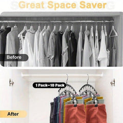 Stainless Steel Pants Hanger Space Saving Storage With 10 Clips