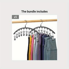 Stainless Steel Pants Hanger Space Saving Storage With 10 Clips