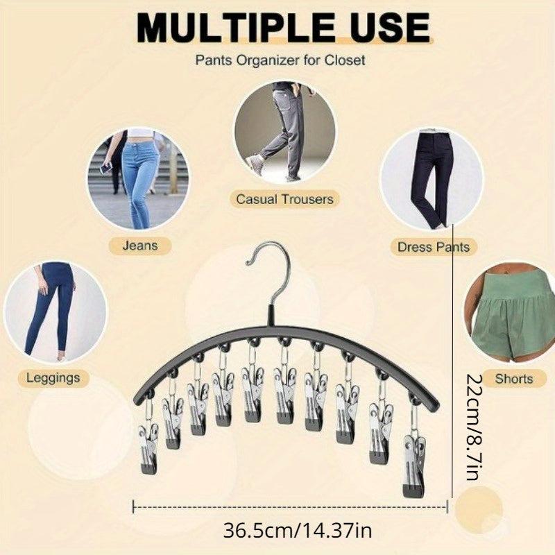 Stainless Steel Pants Hanger Space Saving Storage With 10 Clips