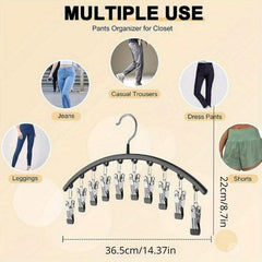 Stainless Steel Pants Hanger Space Saving Storage With 10 Clips