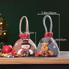 3pcs Snowman Doll Bag Christmas Drawstring Gift Bags Reusable Candy Bags