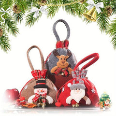 3pcs Snowman Doll Bag Christmas Drawstring Gift Bags Reusable Candy Bags
