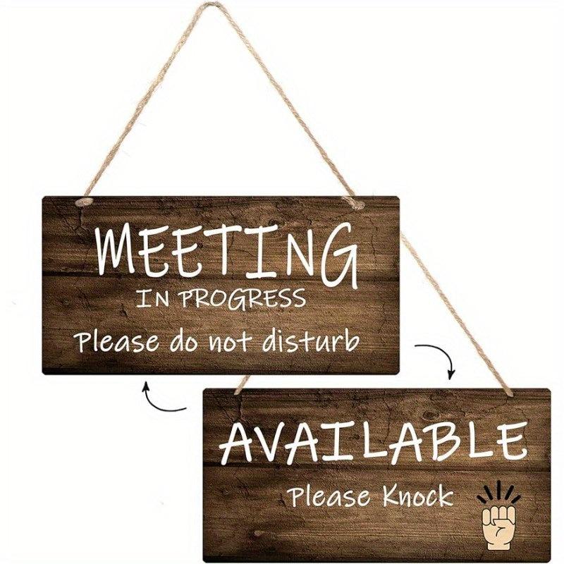 1pc Office Meeting Sign Wooden Plaque Welcome Sign for Door
