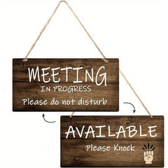 1pc Office Meeting Sign Wooden Plaque Welcome Sign for Door