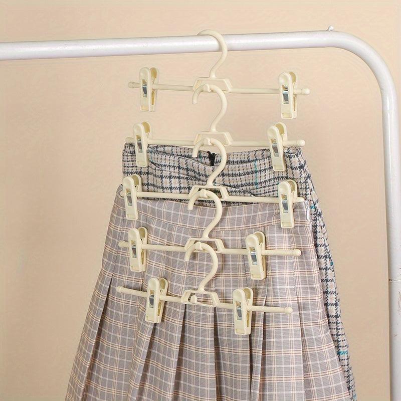 5pcs High Pants Rack Plastic Non slip Rack Folding Clip Wardrobe Stor