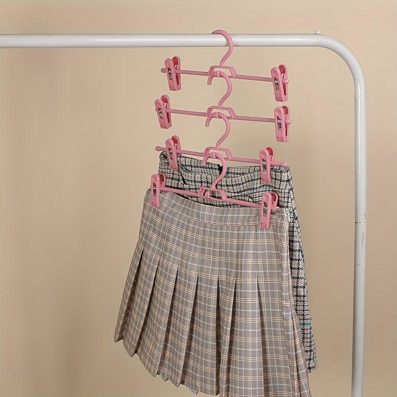 5pcs High Pants Rack Plastic Non slip Rack Folding Clip Wardrobe Stor