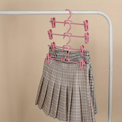 5pcs High Pants Rack Plastic Non slip Rack Folding Clip Wardrobe Stor