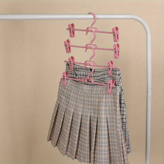 5pcs High Pants Rack Plastic Non slip Rack Folding Clip Wardrobe Stor