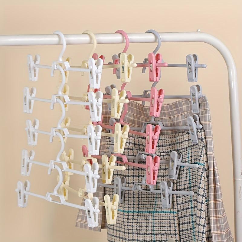 5pcs High Pants Rack Plastic Non slip Rack Folding Clip Wardrobe Stor