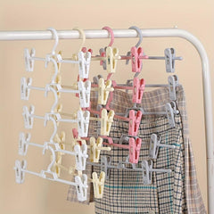 5pcs High Pants Rack Plastic Non slip Rack Folding Clip Wardrobe Stor