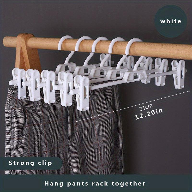 5pcs Multifunctional Pants Rack Telescopic Plastic Hanging Stacking Rack