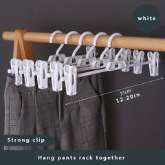 5pcs Multifunctional Pants Rack Telescopic Plastic Hanging Stacking Rack