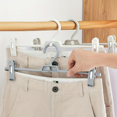 5pcs Multifunctional Pants Rack Telescopic Plastic Hanging Stacking Rack