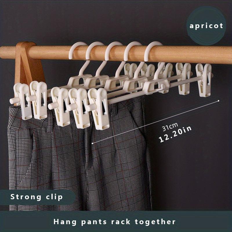 5pcs Multifunctional Pants Rack Telescopic Plastic Hanging Stacking Rack