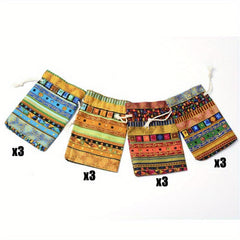 12pcs Linen Burlap Bag 3x5in Gift Bags With Drawstring