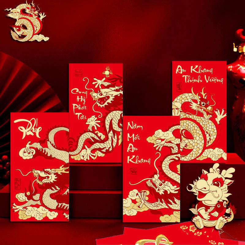 30pcs Dragon Year Red Paper Gift Bag Large Size for Retail