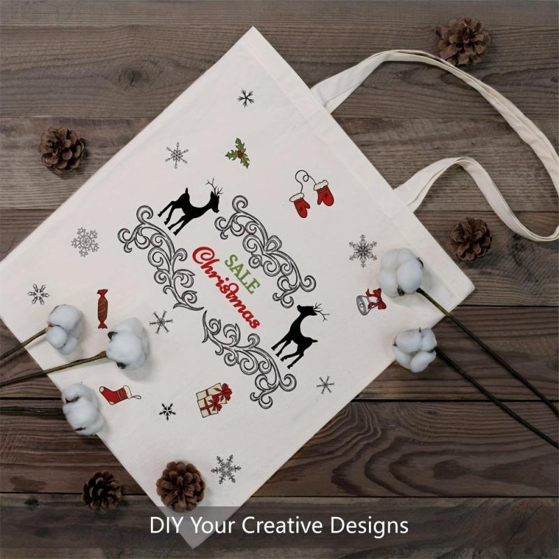 5 Pack Cotton Tote Bag Lightweight Reusable Grocery Shopping Bags