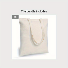 5 Pack Cotton Tote Bag Lightweight Reusable Grocery Shopping Bags