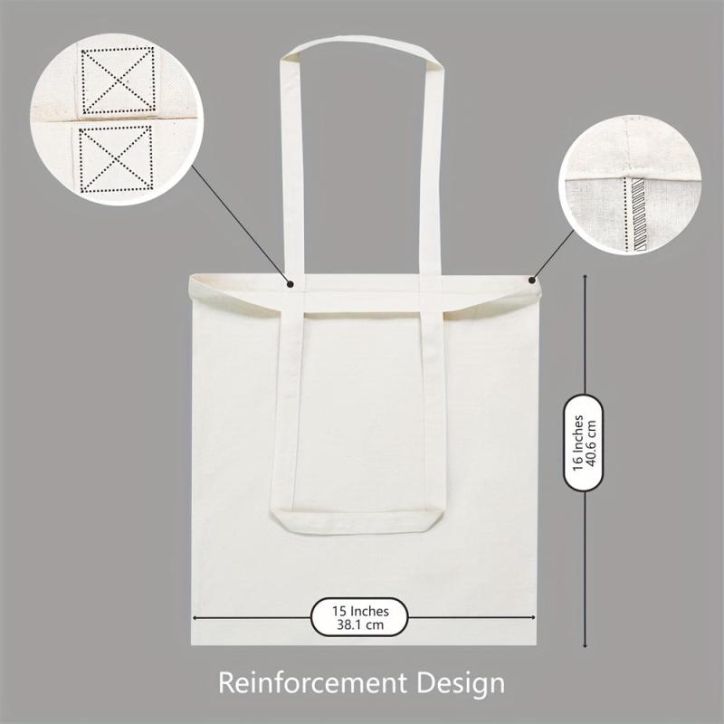 5 Pack Cotton Tote Bag Lightweight Reusable Grocery Shopping Bags