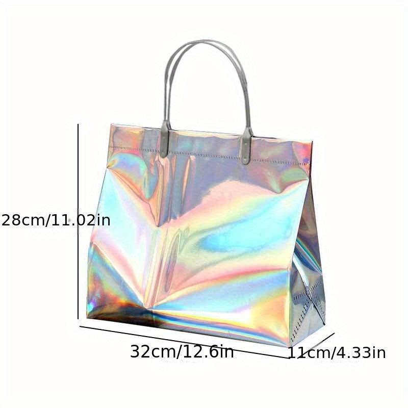 Reusable PVC Laser Shopping Bag Snap Button Eco Friendly Women's Storage