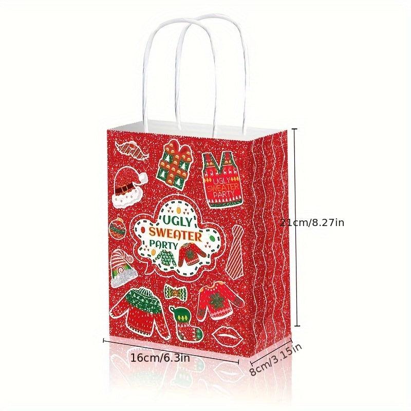Christmas Party Favor Bags Goodie Red & Green Sweater Candy Bag Paper Handles
