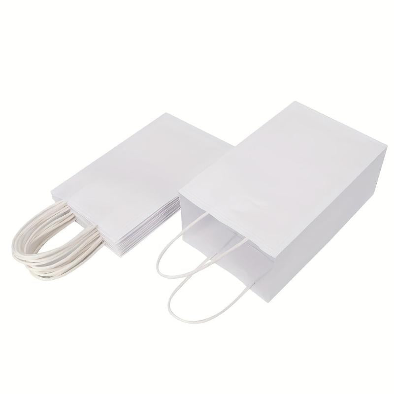 Cream Paper Bags Tote Bags Craft Gift Bags 20pcs