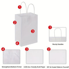 Cream Paper Bags Tote Bags Craft Gift Bags 20pcs