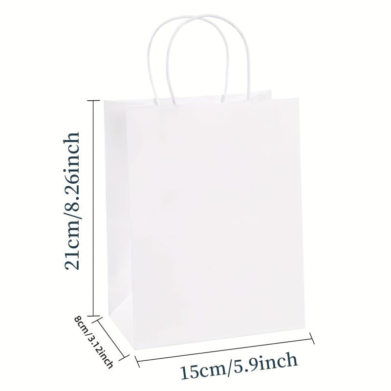 Cream Paper Bags Tote Bags Craft Gift Bags 20pcs