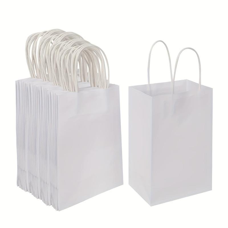 Cream Paper Bags Tote Bags Craft Gift Bags 20pcs