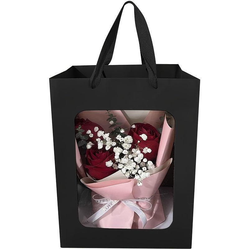 Hand-held Gift Bag with Window for Flowers Bouquet Packaging