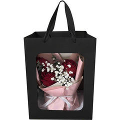 Hand-held Gift Bag with Window for Flowers Bouquet Packaging