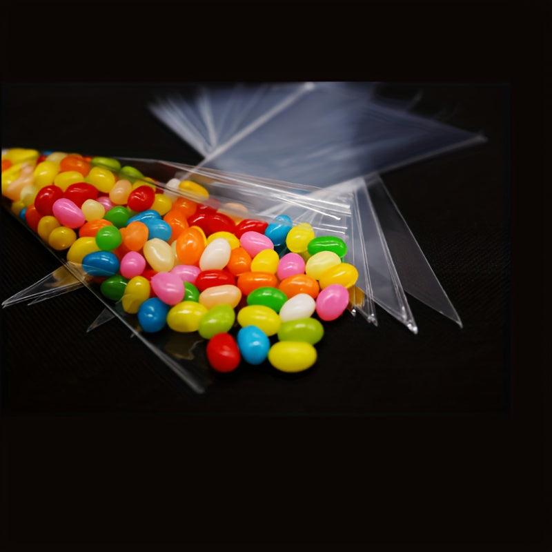 100pcs Transparent Candy Bags Wedding Party Sweet Cellophane Cone Storage Bag
