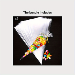 100pcs Transparent Candy Bags Wedding Party Sweet Cellophane Cone Storage Bag