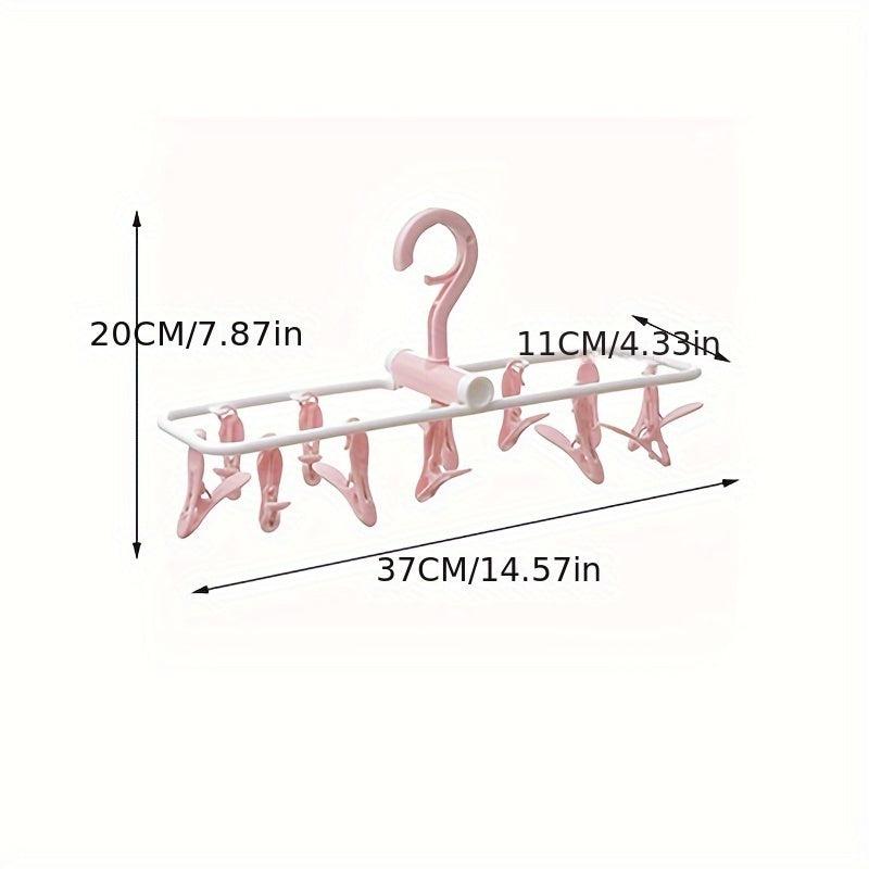 Portable Folding Socks Hanger With 12 Clips