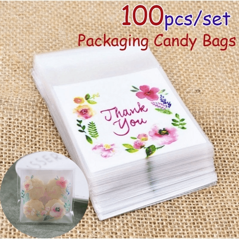 100pcs Translucent Self Adhesive Baking Packaging Bag for Candy and Jewelry