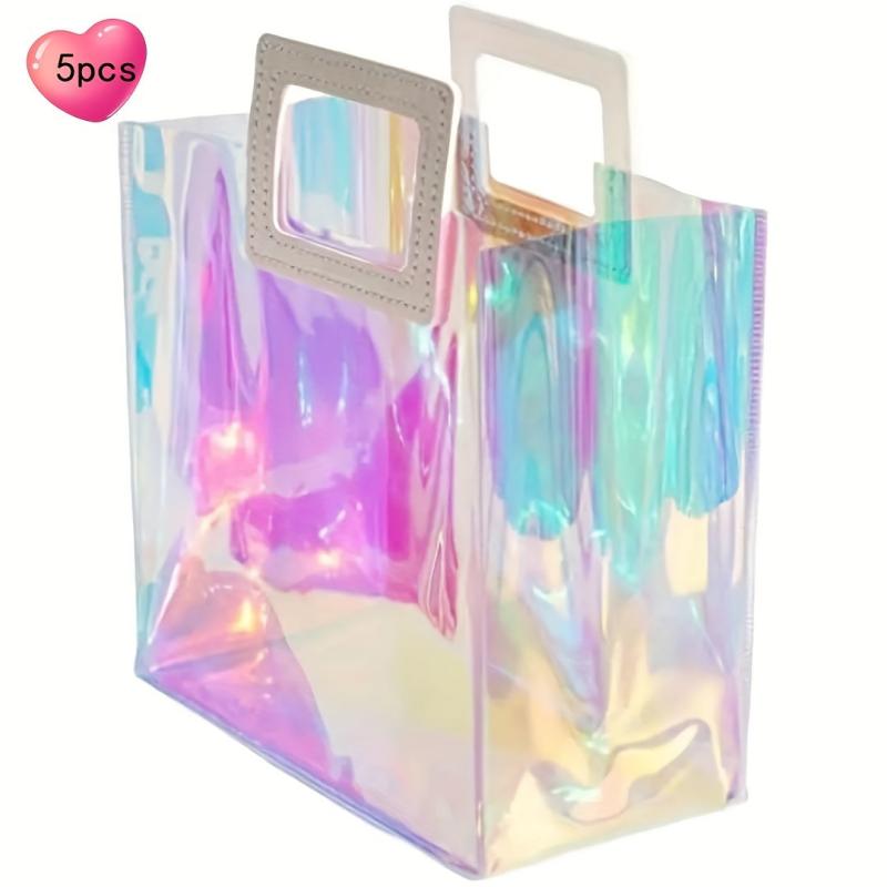 5pcs PVC Handbag Wedding Party Supplies Laser Bag Gift Bag Shopping Bag