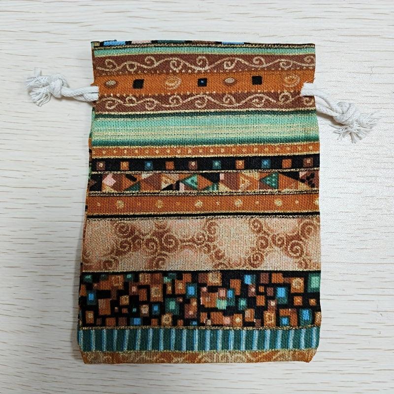 Egyptian Pattern Linen Drawstring Bag Jewelry Gift Candy Storage Bag
